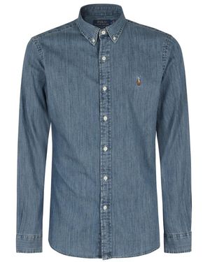 Polo Ralph Lauren Overhemden ,Blauw ,Katoen Sl Sport Shirt