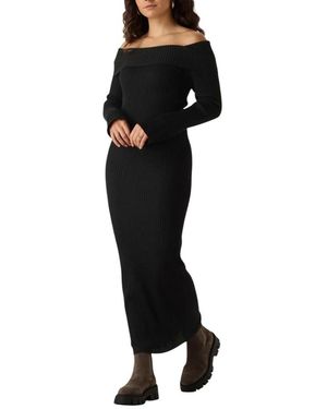 Envii Kleedjes ,Zwart ,Zwarte Midi Jurk Voor Vrouwen