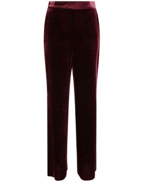 Etro Rode Fluwelen Broek Vrouwen Rechte Pijp - Rood