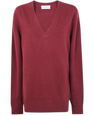 Laneus V-Neck Knitwear - Rojo
