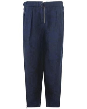 Emporio Armani Relaxedfit Trousers Geometric Print - Blue