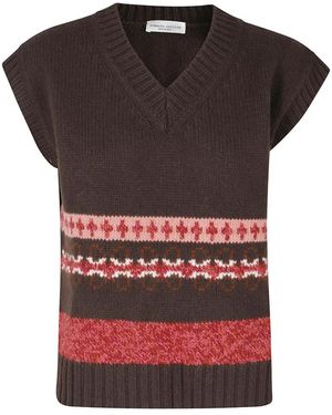 Roberto Collina Truien & Vesten ,Bruin ,Wol Jacquard Slipover