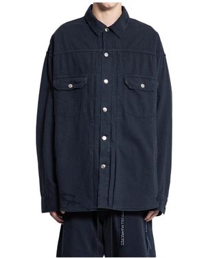 MASTERMIND WORLD Jassen ,Zwart ,Denim Logo-Embroidered Denim Jacket - Blauw