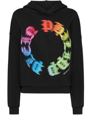 Philipp Plein Hoodies & Sweatvesten ,Zwart ,Katoen Hooded Sweatshirt Gothic Plein