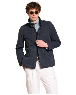 Mason's Dunkelblaue Feldjacke Aus Oxford Canvas