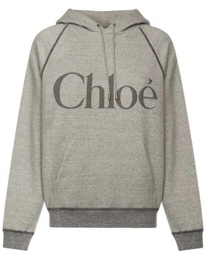 Chloé Hoodies & Sweatvesten ,Grijs ,Katoen Gezellige Hoodie