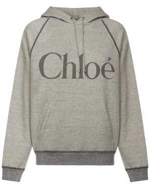 Chloé Hoodies & Sweatvesten ,Grijs ,Katoen Gezellige Hoodie