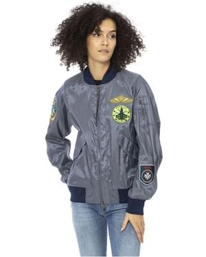 MR & MRS Kurze bomberjacke mit aviator-thema - Blau