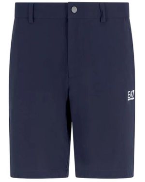 EA7 Korte Broeken ,Blauw ,Bermuda Met Contrasterend Logo