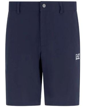 EA7 Korte Broeken ,Blauw ,Bermuda Met Contrasterend Logo