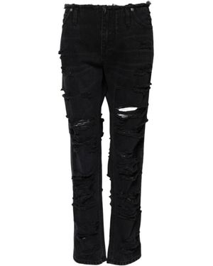 Dolce & Gabbana Zwarte Tattered Mid Waist Denim Jeans