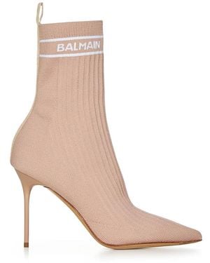 Balmain Skye botines de punto - Marrón