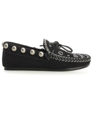 Isabel Marant Suede Eyelets Moccasin - Zwart