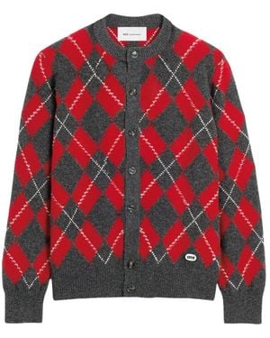 Ami Paris Truien & Vesten ,Rood ,Wol Argyle Intarsia Vest