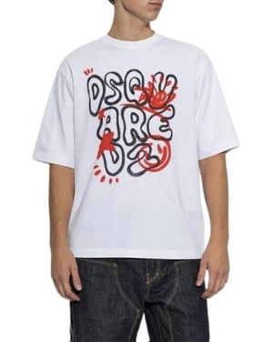 DSquared² T-Shirt Met Print - Wit