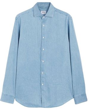 Aspesi Chambray Micro Twill Hemd - Blau