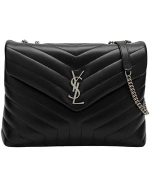 Saint Laurent Schwarze Leder-Schultertasche