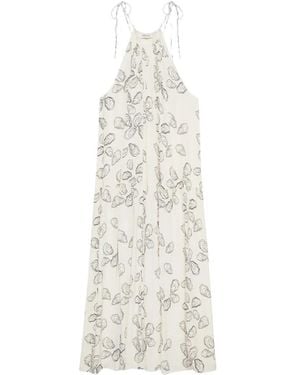 Anine Bing Santana Printed Voile Midi Dress - White
