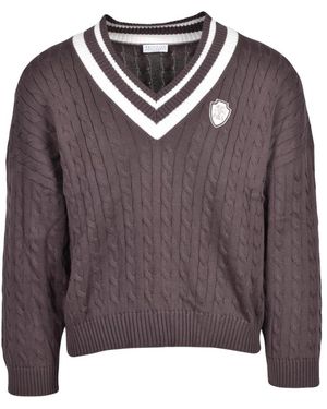 Brunello Cucinelli V-Neck Knitwear - Gris
