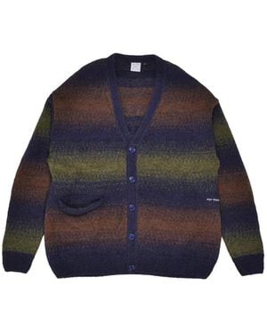 Pop Trading Co. Gestreifter strick-cardigan - Blau