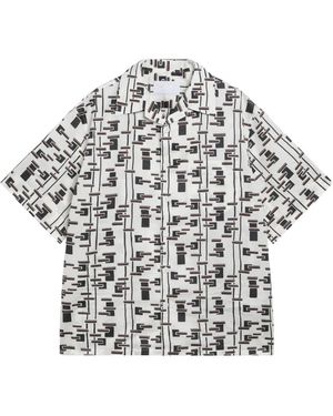 Prada Gedrukt Katoenmix Shirt - Grijs