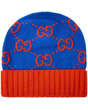 Gucci Gg Monogram Wollmütze - Blau