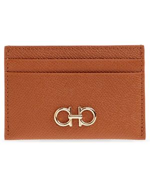Ferragamo Accessoires ,Bruin ,Leer Leren Kaarthouder