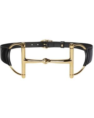 Gucci Brede Riem Met Oversized Paardenbit - Zwart