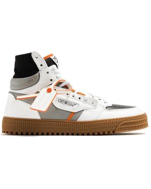 Off-White c/o Virgil Abloh Grau/ Court Sneakers Mit Signaturdetails - Weiß