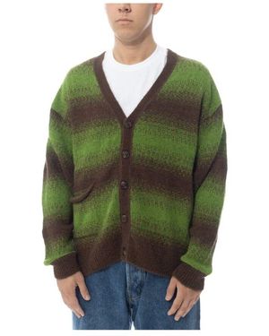 Pop Trading Co. Gestreifter Strick-Cardigan Foliage - Grün
