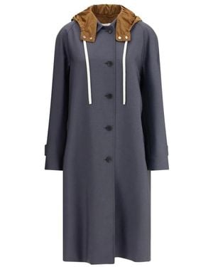 Miu Miu Mantel Mit Kontrastierenden Ärmeln Und Kapuze - Blau