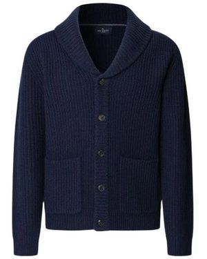 Hackett Truien & Vesten ,Blauw ,Wol Merino Wool Ribbed Shawl Cardigan