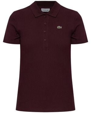 Lacoste Tops ,Paars ,Katoen Slim Fit L.12.D Ribgepolo Van Katoen
