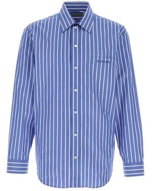 Balenciaga Overhemden ,Blauw ,Katoen Regular Fit Shirt