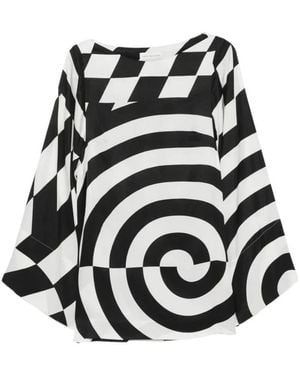 Dries Van Noten Graphic Print Kaftan Top - Schwarz