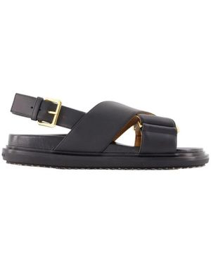 Marni Schoenen ,Zwart ,Leer Fussbett Sandalen - Blauw