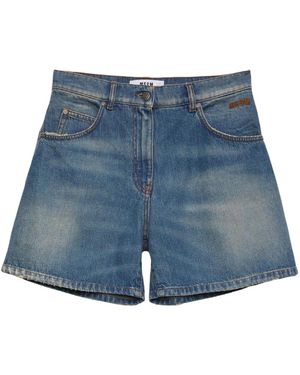 MSGM Denim Bermuda Shorts 5-Pocket Stil - Blau