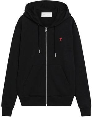 Ami Paris Quota Zipped Hoodie - Zwart