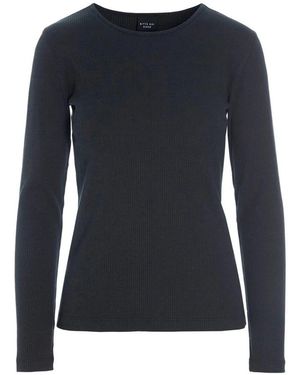 Bitte Kai Rand Tops ,Zwart ,Katoen Rib Knit Blouse - Blauw