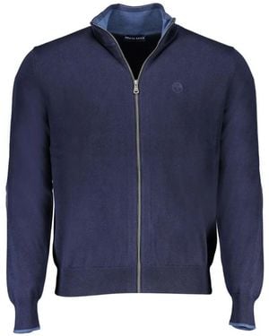 North Sails Maglione in cotone blu giacca con logo ricamato