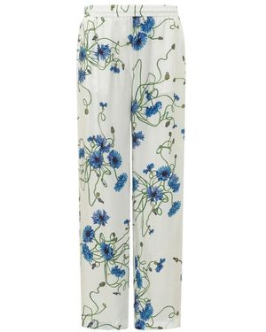 Stella McCartney Broeken ,Veelkleurig ,Broek Met Bloemenprint - Blauw