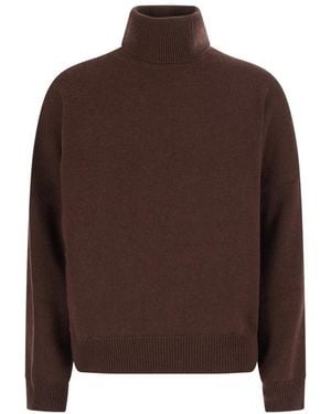 Brunello Cucinelli Truien & Vesten ,Bruin ,Kasjmier Maglia Collo Alto