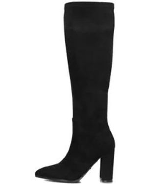 Marloe Schoenen ,Zwart ,Wol Elegante Hoge Laarzen Met Blokhak