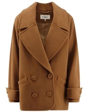 Chloé Double-Breasted Coats - Marrón