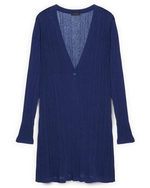 FIORELLA RUBINO Rippstrick-Bolero Mit Glockenärmeln - Blau