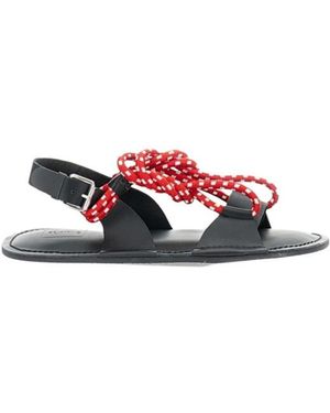 Plan C Schoenen ,Zwart ,Leer Sandalen Met Koord