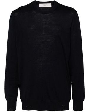 Golden Goose Navy blauer wollpullover gerippter kragen