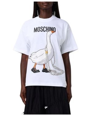 Moschino Bedrukt Katoenen T-Shirt - Wit