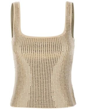 retroféte Tops ,Wit ,Wol Marzia Versierde Top - Bruin
