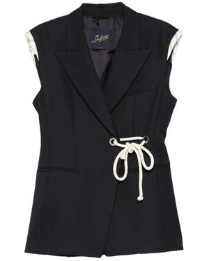 The Seafarer Jassen ,Blauw ,Gilet Op Maat Met Bandana-Inzetstukken - Zwart